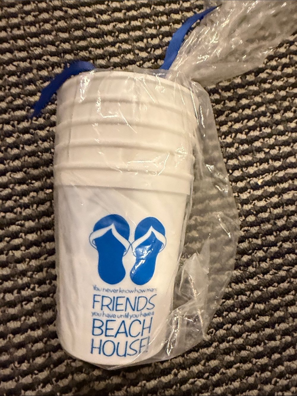 Beach House Friends Party Cups - White with Blue Flip-Flop Design